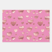 金ゴールドグリッターピンクグラムハート文字列 ラッピングペーパーシート (正面2)