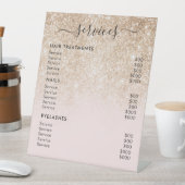 金ゴールドグリッターピンクサロンサービス価格表 台座サイン (インサイチュ)