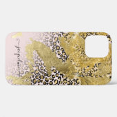 金ゴールドグリッターピンクシックLeopard印刷スクリプト名 Case-Mate iPhoneケース (裏面 (横))