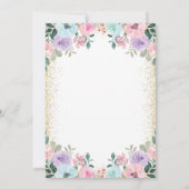 金ゴールドグリッターピンクパープルフローラユニコーン誕生日 招待状 (裏面)