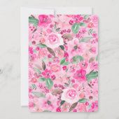 金ゴールドグリッターピンクフローラ水の色Sweet 16 招待状 (裏面)