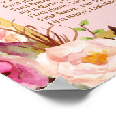 金ゴールドグリッターピンクフローラ16テーブル座席表 ポスター (角)