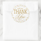 金ゴールドグリッターピンクブルーイエローサンキューラベル ラウンドシール (バッグ)