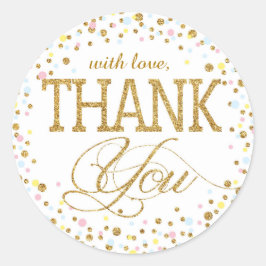 金ゴールドグリッターピンクブルーイエローサンキューラベル ラウンドシール