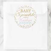 金ゴールドグリッターピンクブルーツインズベビーシャワーラベル ラウンドシール (バッグ)