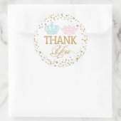 金ゴールドグリッターピンクブルー王室のツインズベビーシャワー ラウンドシール (バッグ)