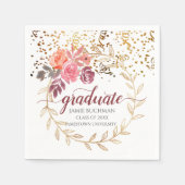 金ゴールドグリッターピンクマルサラフローラ卒業パーティー スタンダードカクテルナプキン (正面)