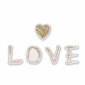 金ゴールドグリッターピンクラブハート シール (正面)