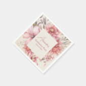 金ゴールドグリッターピンク水色フローラ卒業 スタンダードカクテルナプキン (角)