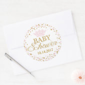 金ゴールドグリッターピンク王室のプリンセスベビーシャワー ラウンドシール (封筒)