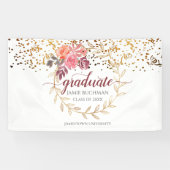 金ゴールドグリッターピンク赤面マルサラフローラ卒業 横断幕 (横)