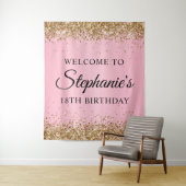 金ゴールドグリッターピンク18thバースデーパーティーへようこそ タペストリー (インサイチュ)
