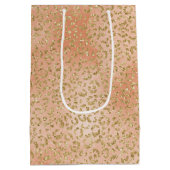 金ゴールドグリッターピーチバラレオパードプリント ミディアムペーパーバッグ (裏面)