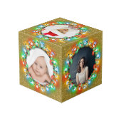 金ゴールドグリッターファイブフォトクリスマスホリデー写真 フォトキューブ (裏面アングル)