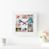 金ゴールドグリッターファミリーフォトコラージュハッピーイースター スクエア壁時計 (ホーム)