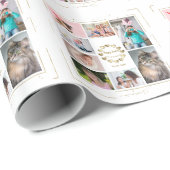 金ゴールドグリッターファミリーフォトコラージュハッピーイースター ラッピングペーパー (ロールコーナー)