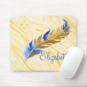 金ゴールドグリッターフェザークリーム大理石HPノートパソコンスキン マウスパッド (マウス)