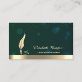 金ゴールドグリッターフェザーストライプシャンパンマビザリーグリーン 名刺 (正面)
