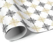 金ゴールドグリッターフェスティバルクリスマススノーフレークパターン ラッピングペーパー (ロールコーナー)