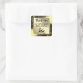 金ゴールドグリッターフォイルブラックサンキュービジネスロゴ スクエアシール (バッグ)