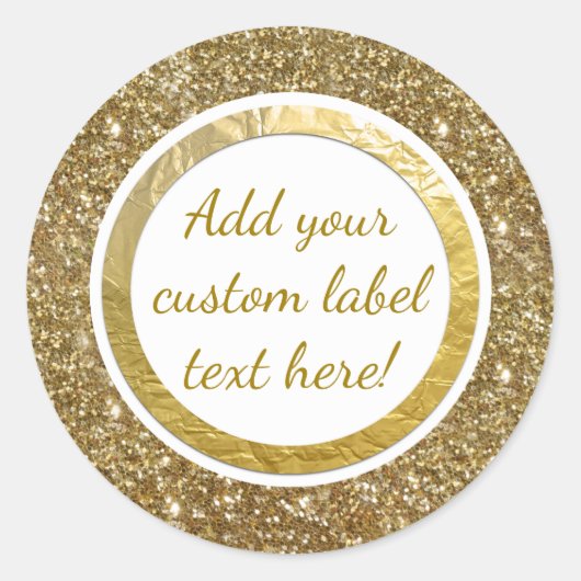 金ゴールドグリッターフォイルプリントカスタムクラフト結婚の恩恵 ラウンドシール (正面)