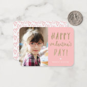 金ゴールドグリッターフォトクラスルームハッピーバレンタインデー ノートカード (正面/裏面インサイチュ)