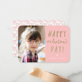 金ゴールドグリッターフォトクラスルームハッピーバレンタインデー ノートカード