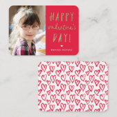 金ゴールドグリッターフォトクラスルームハッピーバレンタインデー ノートカード (正面/裏面)