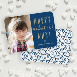 金ゴールドグリッターフォトクラスルームハッピーバレンタインデー ノートカード