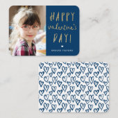 金ゴールドグリッターフォトクラスルームハッピーバレンタインデー ノートカード (正面/裏面)