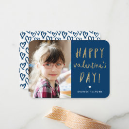 金ゴールドグリッターフォトクラスルームハッピーバレンタインデー ノートカード