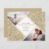 金ゴールドグリッターフォトコラージュ 案内状 (正面/裏面)