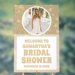 金ゴールドグリッターフォトブライダルシャワーウェルカムフロステッド アクリルサイン