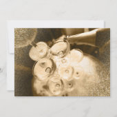 金ゴールドグリッターフォトブランチ&バブリー手書き 招待状 (裏面)