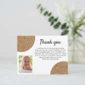 金ゴールドグリッターフォト誕生日ありがとう ポストカード (スタンド正面)