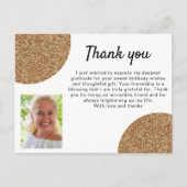 金ゴールドグリッターフォト誕生日ありがとう ポストカード (正面)