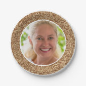 金ゴールドグリッターフォト誕生日 ペーパープレート (正面)