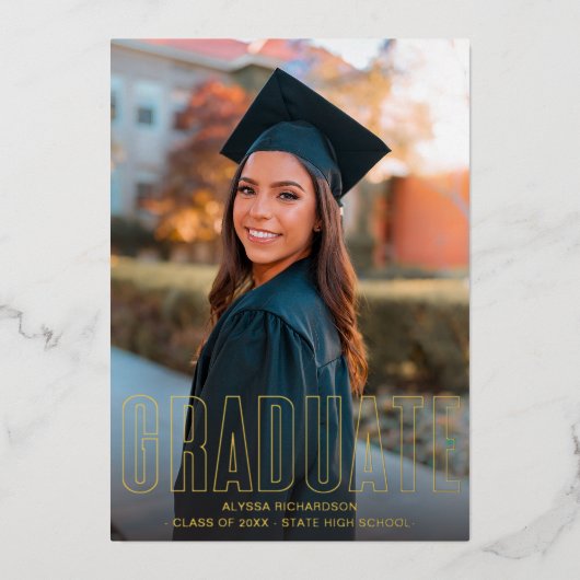 金ゴールドグリッターフォトVERフォイル研究科発表 箔招待状 (正面)