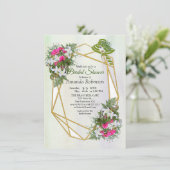 金ゴールドグリッターフラワーブーケブライダルシャワー 招待状 (スタンド正面)