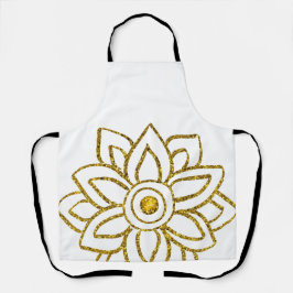 金ゴールドグリッターフラワーポインセティアジュエルホワイト エプロン