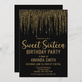 金ゴールドグリッターフリンジカーテンスウィート16招待状 招待状 (正面/裏面)