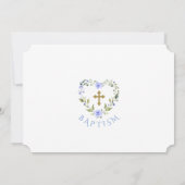 金ゴールドグリッターフレームクロスフローラボーイフォトバプテスマ 招待状 (裏面)