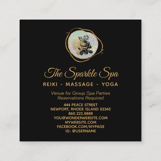 *~*金ゴールドグリッターフレームバラフローラOpal スクエア名刺 (裏面)