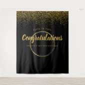 金ゴールドグリッターフレーム卒業写真ブース背景 タペストリー (正面)