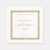 金ゴールドグリッターフレーム年名卒業パーティ スタンダードカクテルナプキン (正面)
