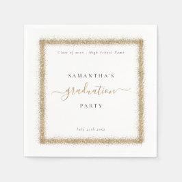 金ゴールドグリッターフレーム年名卒業パーティ スタンダードカクテルナプキン