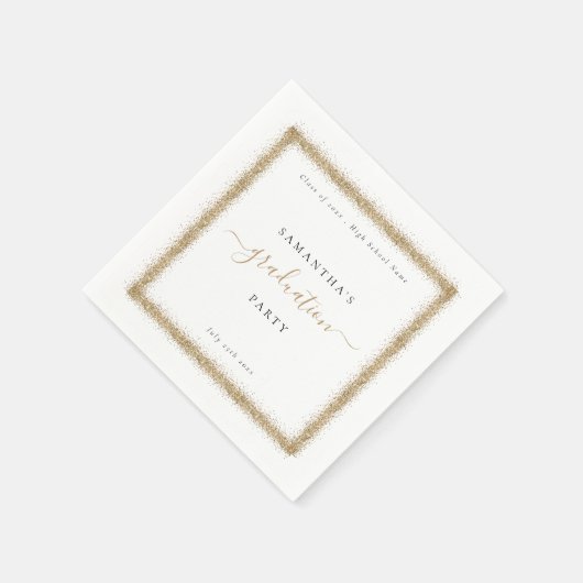 金ゴールドグリッターフレーム年名卒業パーティ スタンダードカクテルナプキン (角)