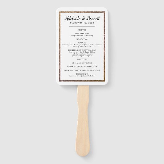 金ゴールドグリッターフレーム結婚式 プログラムファン ハンドファン (正面)