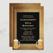 金ゴールドグリッターフレーム&ビール 招待状 (正面/裏面)