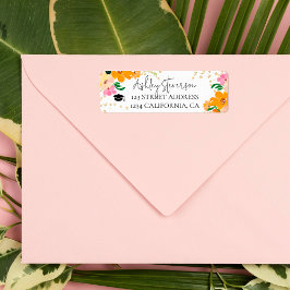 金ゴールドグリッターフローラオレンジ植物卒業 ラベル